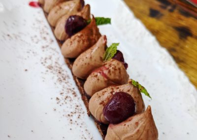 Croustillant chocolat griottes